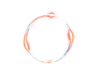 Fototapeta premium Dynamic circular frame of glowing, colorful abstract lighton transparent