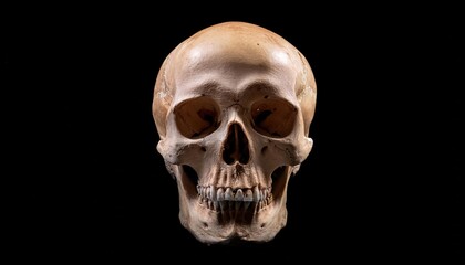 Obraz premium Golden Human Skull Isolated on Black Background Elegant and Striking