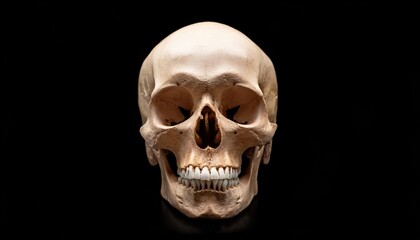 Fototapeta premium Golden Human Skull Isolated on Black Background Elegant and Striking