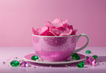 Pink chips in a retro disco design cup
