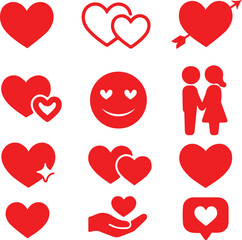 Vector illustration of a set of red hearts, perfect for Valentine's Day or other romantic concepts