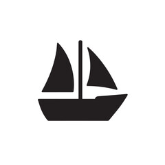 Simple Boat Icon Symbol in Black and White Illustration