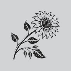 Sunflower Flower Black Ink Design © AB vector designer