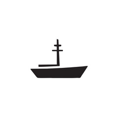 Simple Boat Icon Symbol in Black and White Illustration