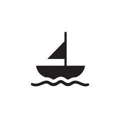 Simple Boat Icon Symbol in Black and White Illustration
