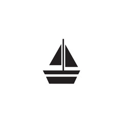Simple Boat Icon Symbol in Black and White Illustration