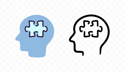 Human head with puzzle inside, graphic design. Intellect, intelligence, logic and thinking, vector design and illustration