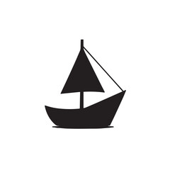 Simple Boat Icon Symbol in Black and White Illustration