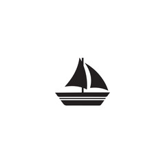 Simple Boat Icon Symbol in Black and White Illustration