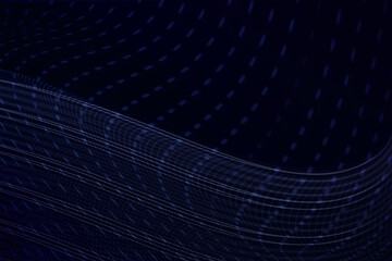 Abstract dark blue wave pattern with dotted lines creating motion effect.