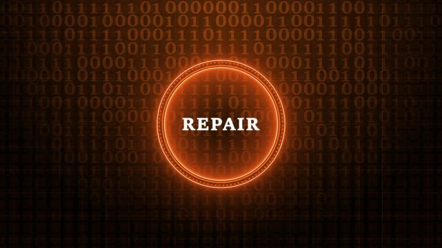 Repair icon background. Binary code technology background of animation.
