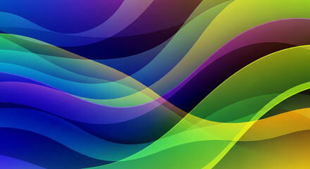 Abstract background of flowing waves. Colors include blue, purple, green and yellow, adding a creative feel. Use this image for graphic design inspiration.

