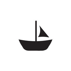 Simple Boat Icon Symbol in Black and White Illustration