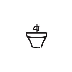 Simple Boat Icon Symbol in Black and White Illustration