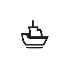 Simple Boat Icon Symbol in Black and White Illustration