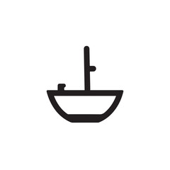 Simple Boat Icon Symbol in Black and White Illustration