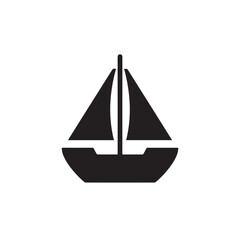 Simple Boat Icon Symbol in Black and White Illustration
