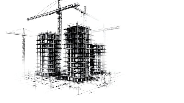 3D Building Construction Illustration