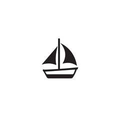Simple Boat Icon Symbol in Black and White Illustration
