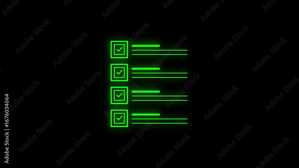 Poster clipboard icon isolated animation. checklist on the clipboard line icon with check marks, checklist,