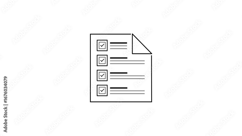 Poster clipboard icon isolated animation. checklist on the clipboard line icon with check marks, checklist,