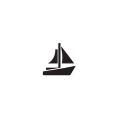 Simple Boat Icon Symbol in Black and White Illustration
