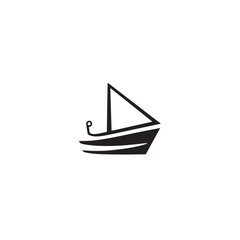 Simple Boat Icon Symbol in Black and White Illustration
