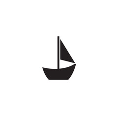 Simple Boat Icon Symbol in Black and White Illustration