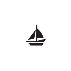 Simple Boat Icon Symbol in Black and White Illustration