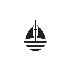 Simple Boat Icon Symbol in Black and White Illustration