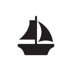 Simple Boat Icon Symbol in Black and White Illustration