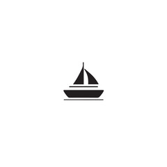 Simple Boat Icon Symbol in Black and White Illustration