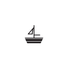 Simple Boat Icon Symbol in Black and White Illustration