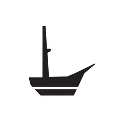 Simple Boat Icon Symbol in Black and White Illustration