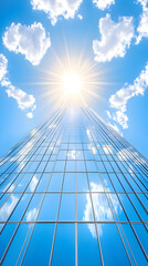Modern Glass Skyscraper, Sunny Day Illustration