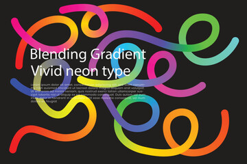 Abstract gradient organic line elements collection. Vector Posters with 3D Gradient Shapes. flowing curved shapes in vibrant rainbow colors including pink, blue, yellow, green, purple, orange and cyan