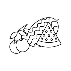 Tropical Fruit lineal icon with white background vector stock illustration