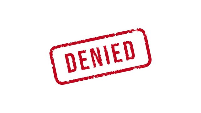 Denied Stamp Animation on white backgroud. Denied rubber stamp with red ink on White Background. 4k video