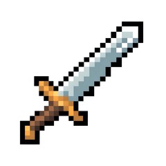 Obraz premium Pixelated Sword Image for Game Development Resources and Retro Designs in Digital Art and Illustration Projects and Gaming Environments