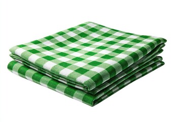 Folded green and white checkered tablecloth (3)