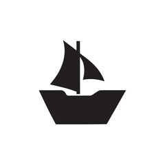 Simple Boat Icon Symbol in Black and White Illustration