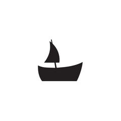 Simple Boat Icon Symbol in Black and White Illustration