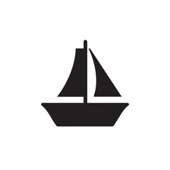 Simple Boat Icon Symbol in Black and White Illustration