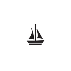 Simple Boat Icon Symbol in Black and White Illustration