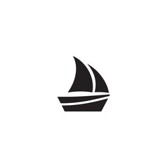 Simple Boat Icon Symbol in Black and White Illustration