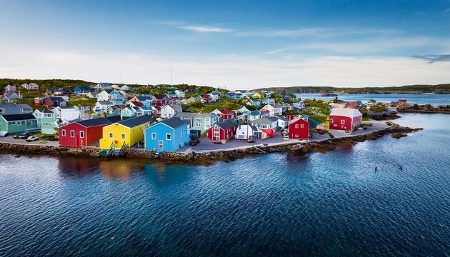 aerial view of colorful houses and buildings in st john s newfoundland canada