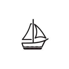 Simple Boat Icon Symbol in Black and White Illustration