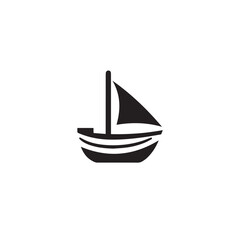 Simple Boat Icon Symbol in Black and White Illustration
