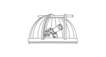 Astronomical Observatory Dome with Telescope.