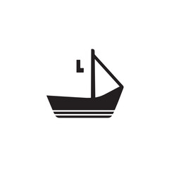 Simple Boat Icon Symbol in Black and White Illustration